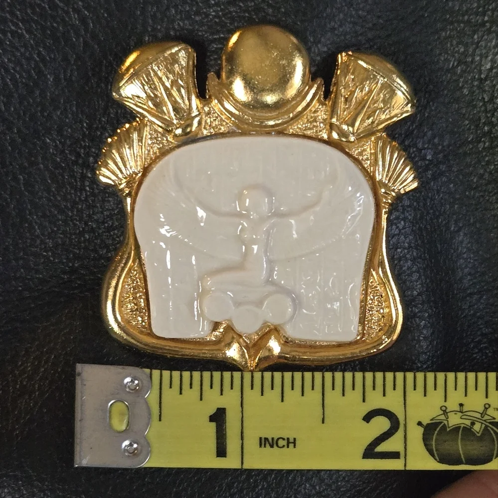 Cleopatra porcelain & gold vintage pendant - Picture 8 of 9